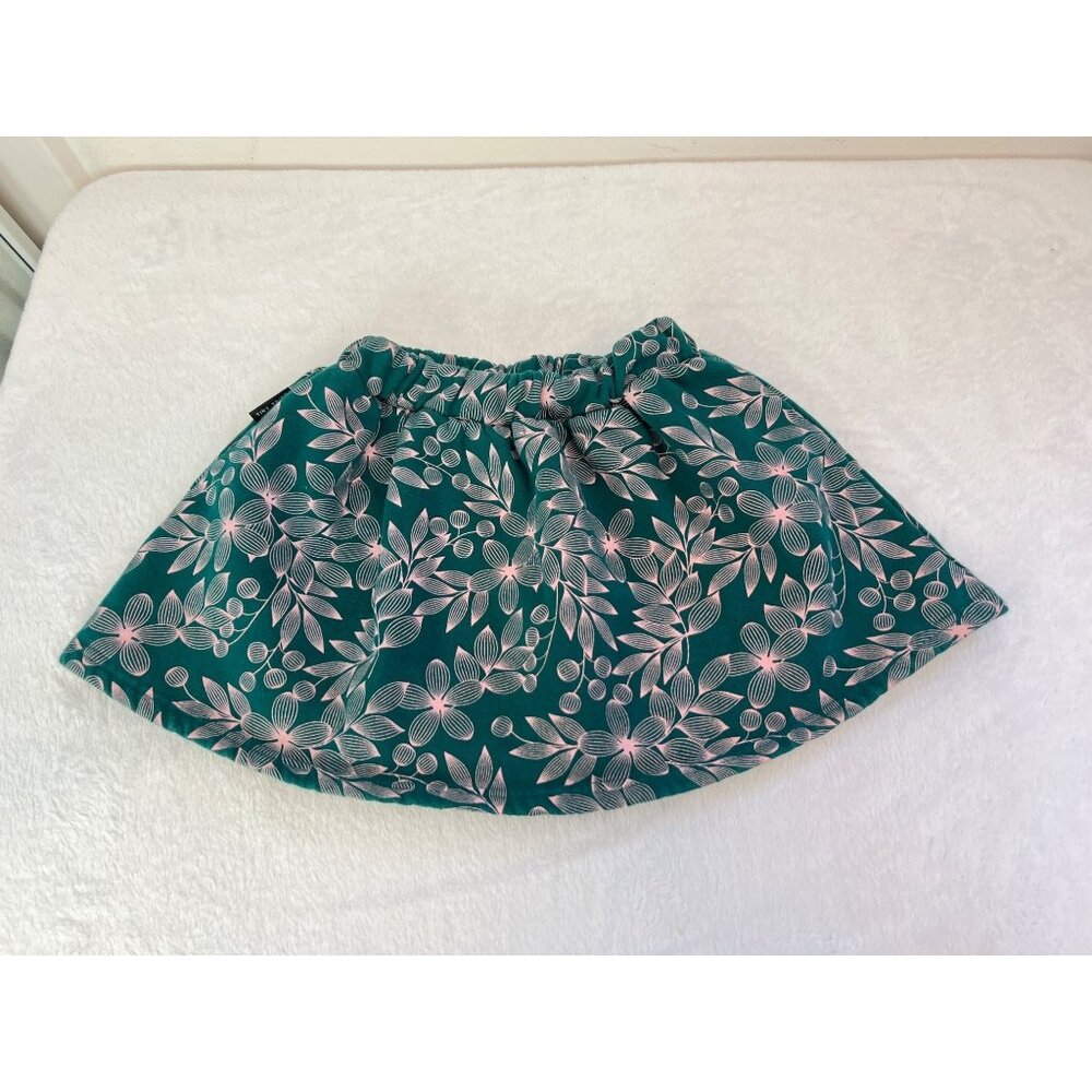 Tiny Tribe Australia 3T Fleece Lined Floral Skirt Green Pink